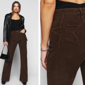 Reformation Star High Rise Flare Corduroy Pants Womens 29 Brown Western rodeo